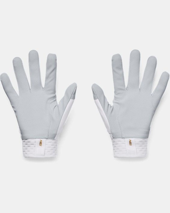 Men's UA Harper Hustle 21 Batting Gloves, White, pdpMainDesktop image number 1